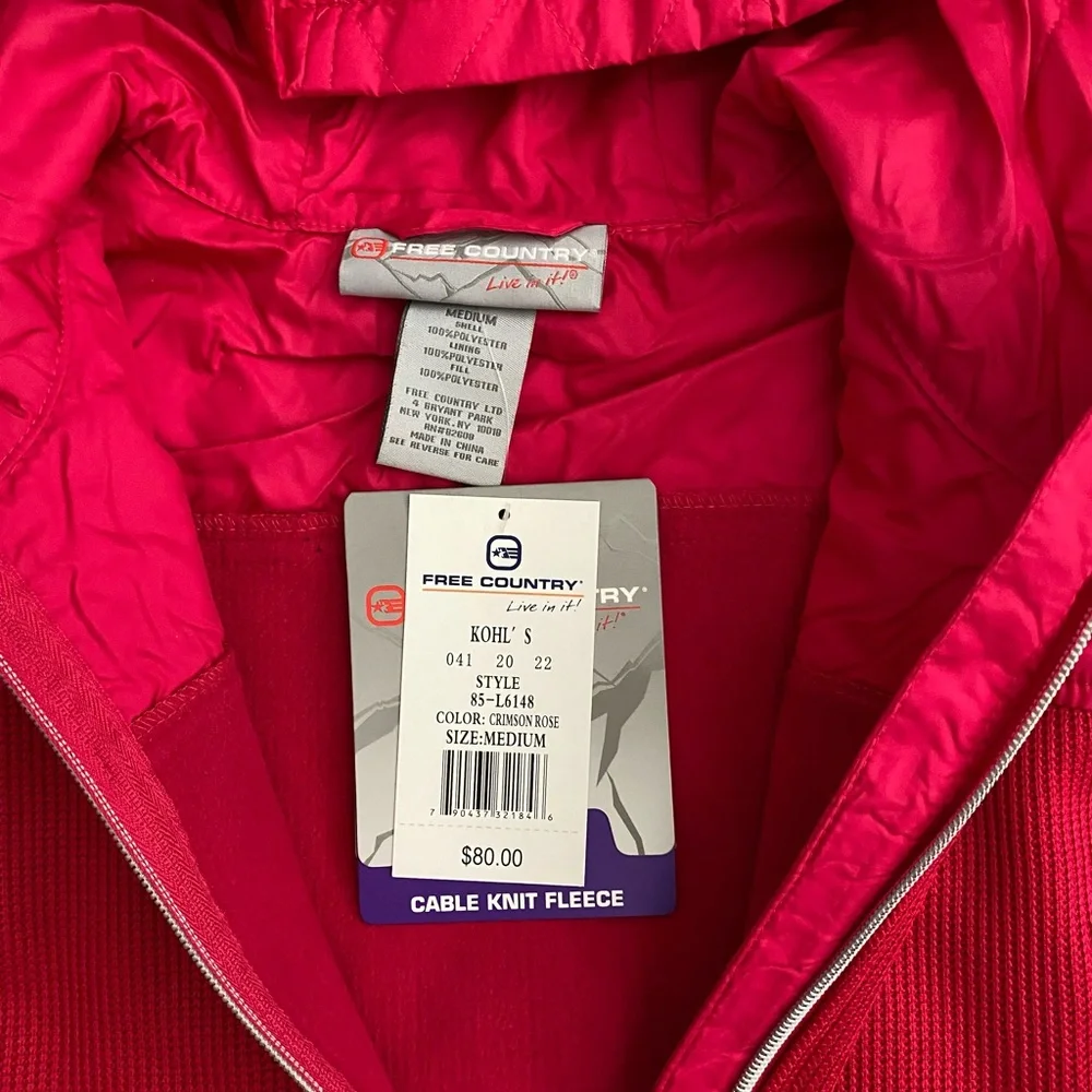 Free Country Cable Knit Fleece Jacket - New - Picture 5 of 5